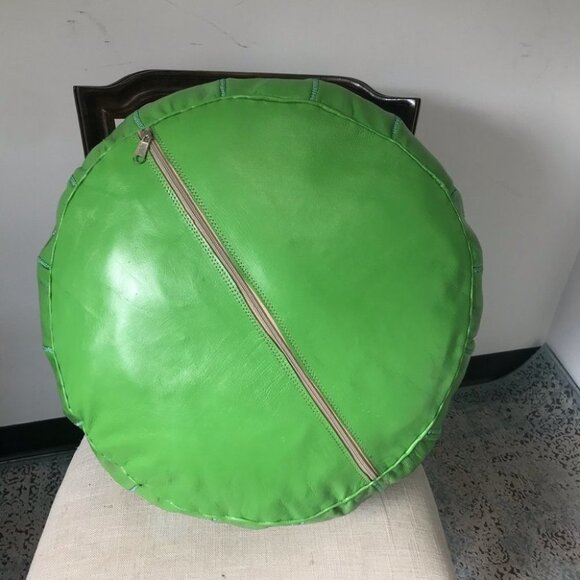 Green x large embroidered Moroccan handmade pouf - Picture 9 of 14